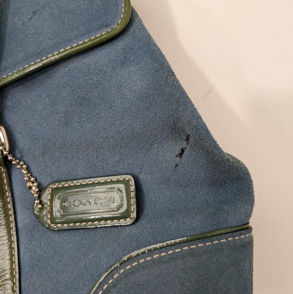 Vintage Coach Blue and Green Suede Bag - Picture 6 of 7